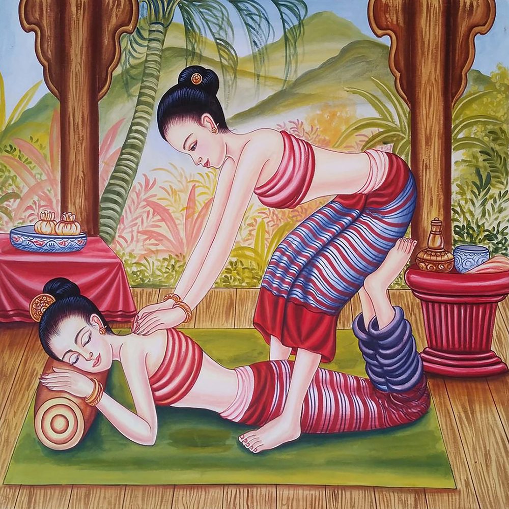 タイ古式マッサージを描いた伝統絵画